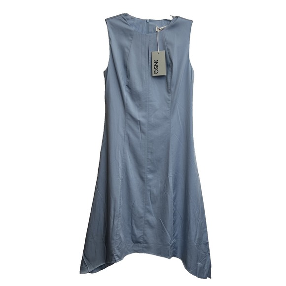 JNSQ Dresses & Skirts - JNSQ FiFi Dress Size 8 NWT $79 Je Ne Sais Quoi Blue Asymmetric Hem Tencel Zip